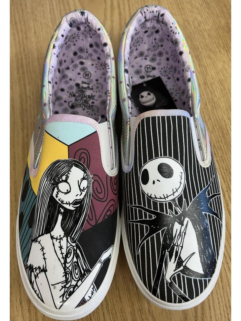 Ground Up Disney Nightmare Before Christmas  Slip on Shoes Jack & Sally Size 11